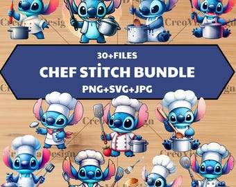 Chef Stitch Png Clipart- Stitch PNG ,Printable Files, Cute Disney Clipart,Stitch SVG, Digital Download,  Cricut Sublimation,Instant Dowland