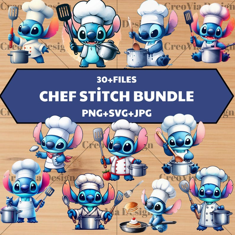 30+Chef Stitch Clipart- Stitch PNG , Mothers Day PNG, Cute Disney Clipart,Stitch SVG, Digital Download,  Cricut Sublimation,Disney Printable