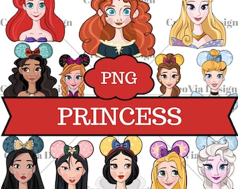 Disney Princess PNG, Mickey Ears Clipart, Cute Princess Digital Download, Magical Birthday PNG, Sublimation Design, Princess Mouse Ears Art