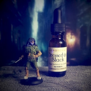Dressed in Black: Fantasy Fragrance Oil | Rogue, Assassin Perfume | Black Oud, Patchouli, Spice, Musk Scent | Dark RPG Perfume for DnD TTRPG