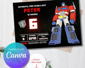 Editable Optimus Prime Birthday Invitation