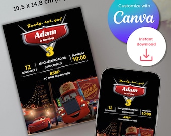Cars Birthday Invitation with Photo