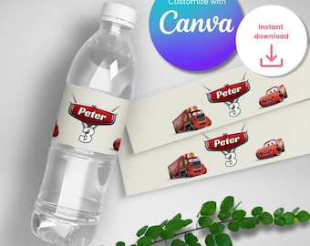 Editable Cars McQueen Bottle Labels