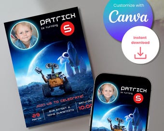 Wall-E Birthday Invitation with Photo