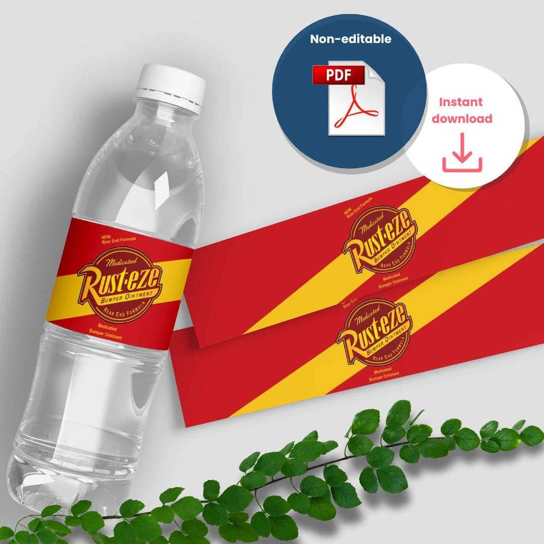 Cars Rusteze Bottle Labels: Mcqueen Party Decor (digital Download, Non ...