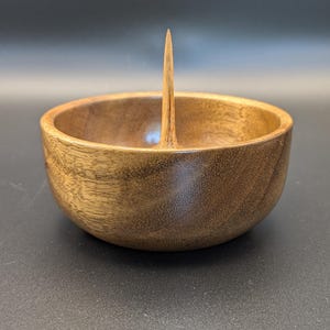 Hand Turned Golden Acacia Wood Debowler Bowl with Oak Spike | Food Safe Wooden Ashtray Cleanser | 4" x 1.75"