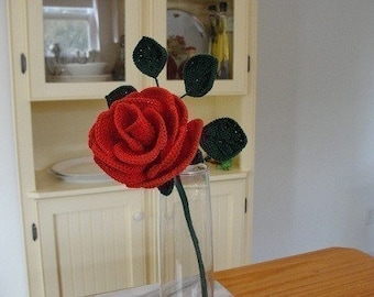 Crochet Long Stemmed Rose Pattern Instant Download