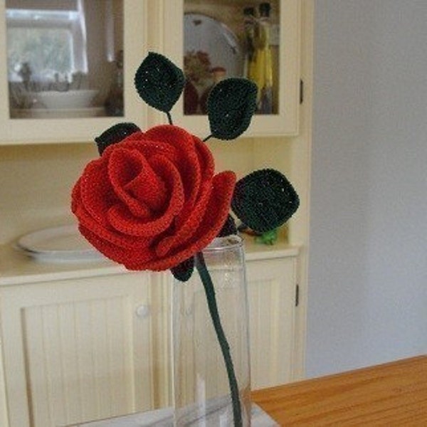 Crochet Long Stemmed Rose Pattern Instant Download