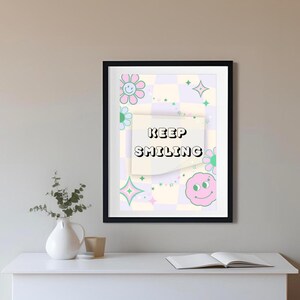 Süßer Spruch ‚KEEP SMILING‘ Wanddruck A4