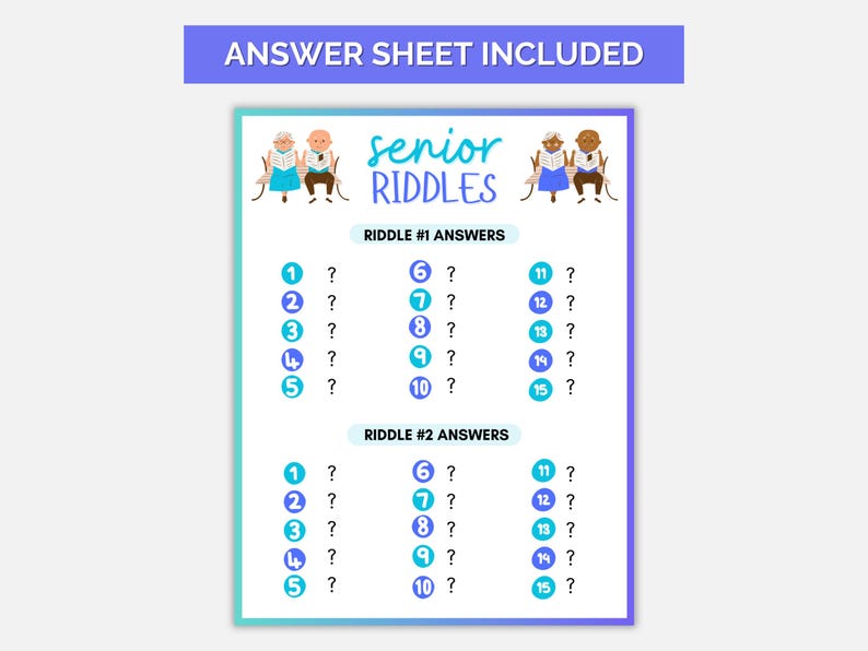 Senior Riddles, Elderly Games, Senior Adult Games, Printable Riddles ...