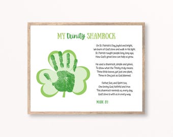 St Patrick's Day Trinity Shamrock, Handprint Poem Craft, Church Lesson Kids, Christian Classroom, Sunday School Class, St Patricks Activity