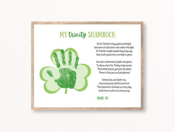 St Patrick's Day Trinity Shamrock, Handprint Poem Craft, Church Lesson Kids, Christian Classroom, Sunday School Class, St Patricks Activity