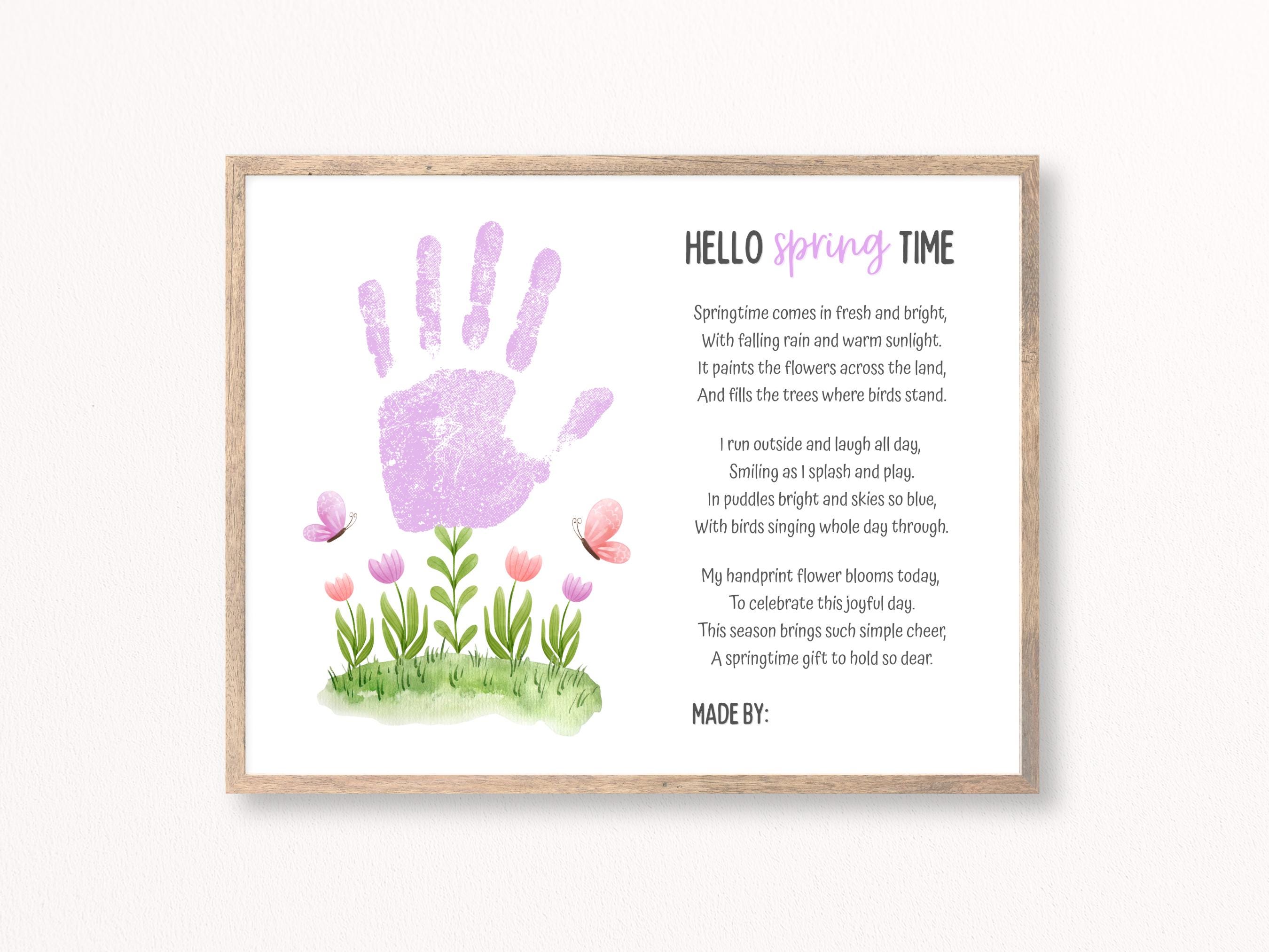Spring Handprint Art, Handprint Poem Craft, Flower Handprint, Spring ...