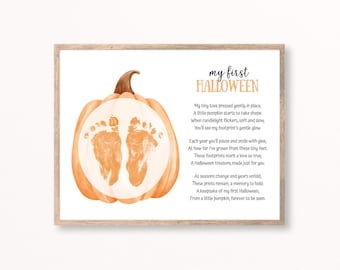 First Halloween Footprint Craft, Pumpkin Footprint Art, My First Halloween Footprint, Baby Footprint Halloween, Baby Footprint Poem