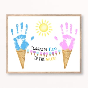 Ice Cream Summer Handprint, Summer Handprint Art, Ice Cream Activity, Summer Craft Toddler, Daycare, Preschool, Kids Summer Activity