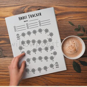 Habit Tracker, Monthly Habit Goals, Habit Sheet, ADHD Habit Tracker, Premade Planner Pages, Dotted Journal Pages, Premade Journal Page image 5