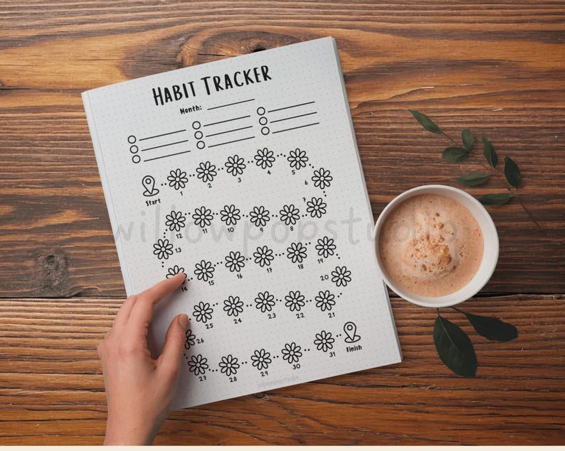 Habit Tracker, Monthly Habit Goals, Habit Sheet, ADHD Habit Tracker, Premade Planner Pages, Dotted Journal Pages, Premade Journal Page image 5