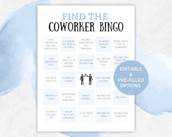 Coworker Bingo, Employee Bingo, Workplace Bingo, Office Bingo, Employee Icebreaker, Office Ice Breaker, Human Bingo, Work Party Game