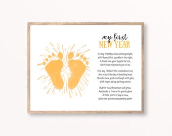 My First New Years Footprint Poem, Baby's First New Years, 1st New Years, Baby Footprint Poem, First New Year Newborn, New Years Footprint