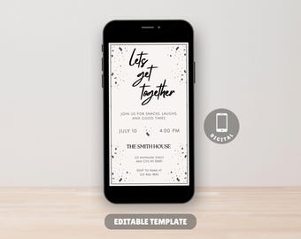 Lets Get Together Editable Invitation, Family Get Together, Friends Gathering, Family Gathering, Casual Invitation, Text Message Invite