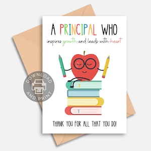 Tarjeta imprimible para el director, agradecimiento al director, Día del director, regalo para el día del director, regalo para el director, director de escuela, día del director de escuela