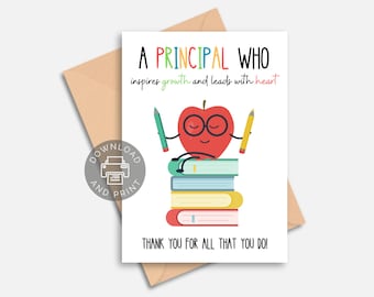 Printable Principal Card, Principal Thank You, Principals Day, Principal Day Gift, Principal Gift, School Principal, School Principal Day