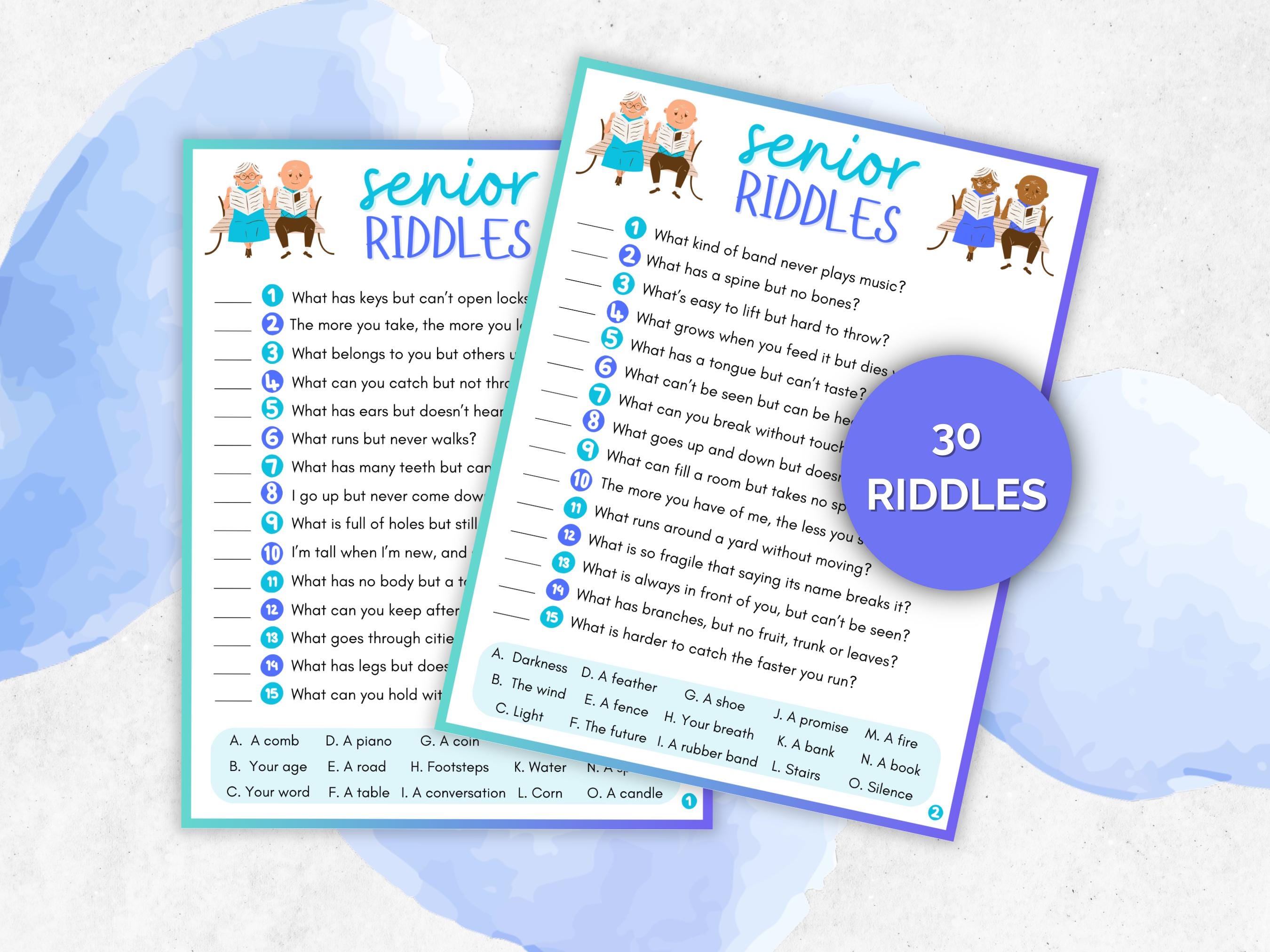 Senior Riddlee Icon Senior Riddles, Elderly Games, Senior Adult Games, Printable Riddles ...
