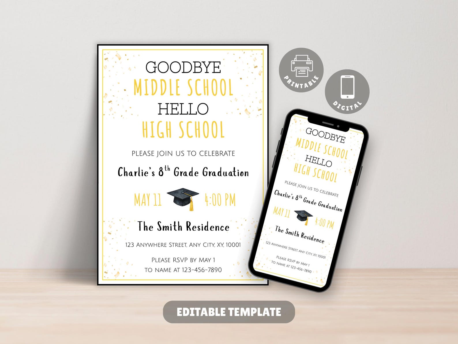 Grade R Invitation Card Middle School Graduation Invitation, 8th Grade Graduation, Graduation ...