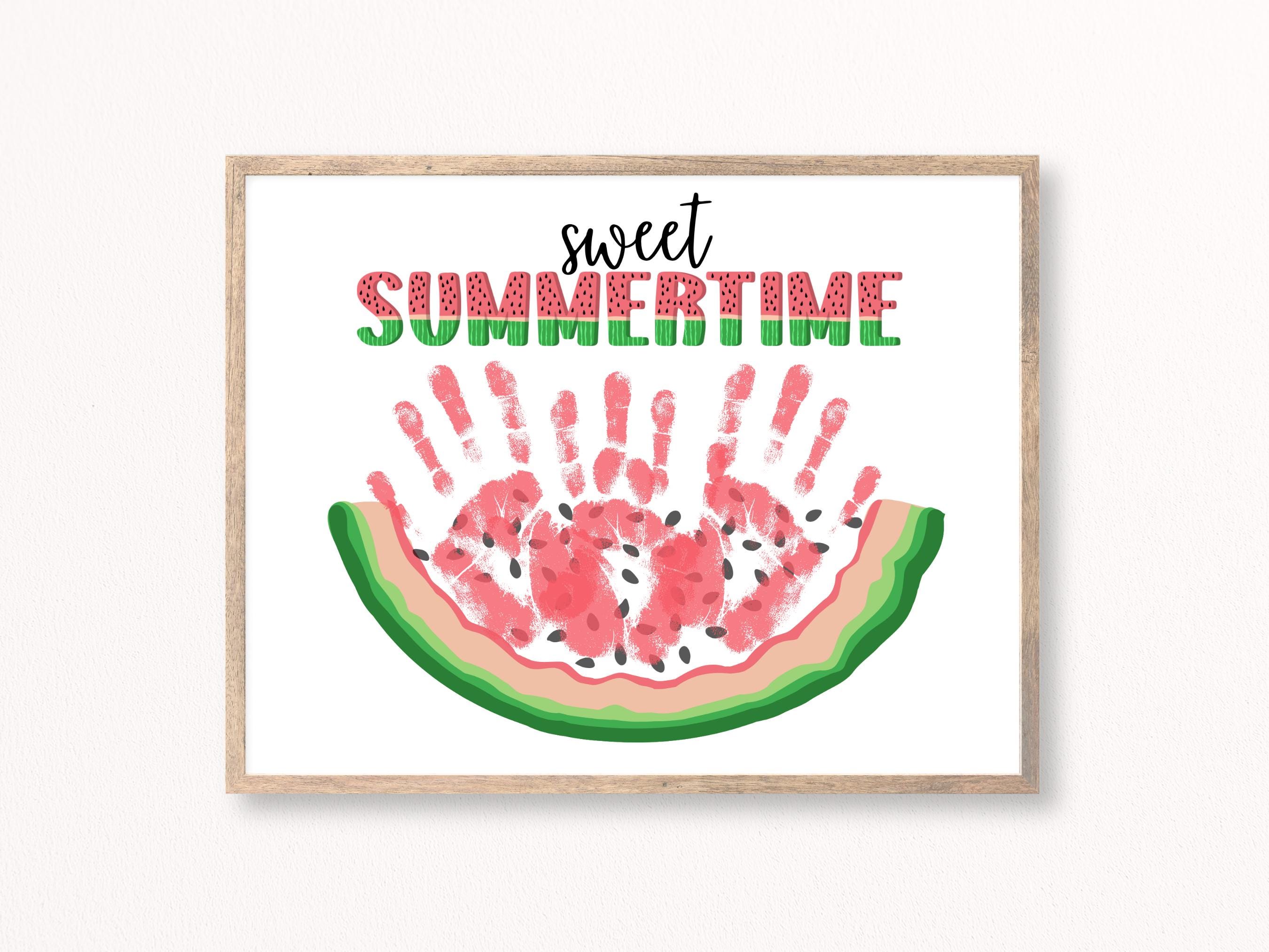 39 Fun Watermelon Crafts for Kids to Break Summer Boredom 34 Watermelon Summer Handprint, Summer Handprint Art, Watermelon…
