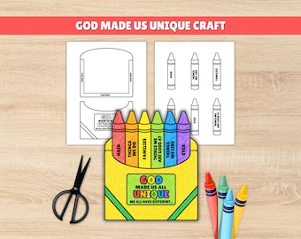 God Made Us Unique Crayon Craft, Sunday School Lesson, Church Lesson Kids, Christian Preschool, Bible Coloring Craft, Christian Education