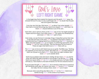 Jeu de gauche à droite Gods Love, Église de jeu de gauche à droite, Jeux bibliques de groupe de jeunes, Jeux de groupe pour le ministère des femmes, Pass The Prize, Histoire de gauche à droite