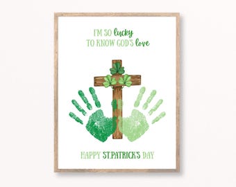 St Patricks Day Christian Handprint, Church Lesson Kids, Christian Classroom, Sunday School Class, Religious Education, St Patrick Handprint