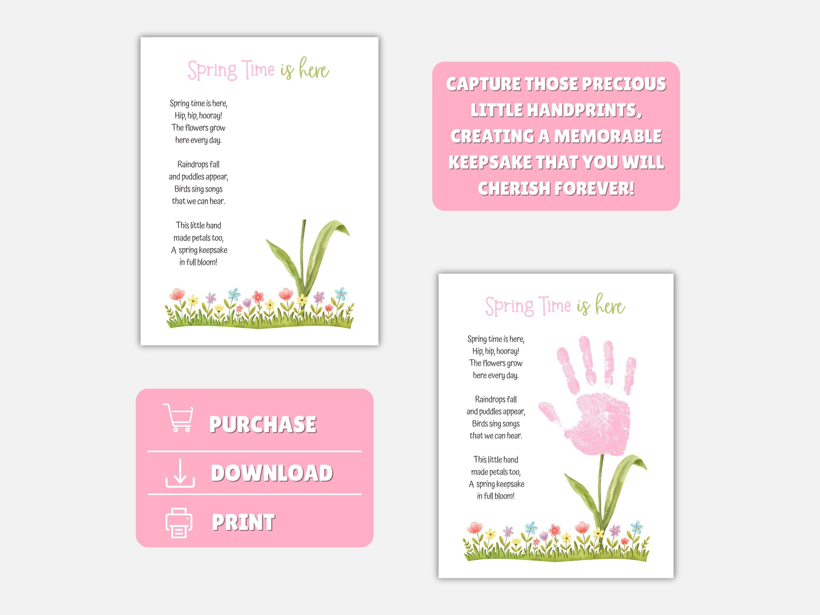 Spring Handprint Art, Handprint Poem Craft, Flower Handprint, Spring ...