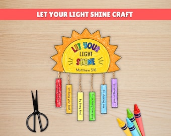 Let Your Light Shine Craft, Bible Lesson Craft, Sunday School Lesson, Christian Education, Bible Verse Coloring, Church Lesson Kids