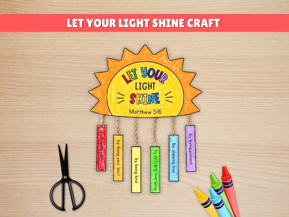 Let Your Light Shine Craft, Bible Lesson Craft, Sunday School Lesson, Christian Education, Bible Verse Coloring, Church Lesson Kids