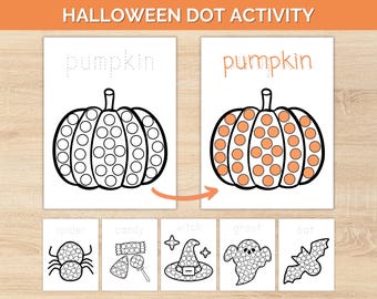 Halloween Dot Marker Activity, Preschool Halloween Crafts, Halloween Homeschooling, Dot Sticker Coloring, Fine Motor, Dot Coloring Pages