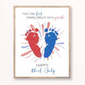 Art de l&#39;empreinte du 4 juillet, artisanat d&#39;empreinte du 4 juillet, impression de bébé du 4 juillet, art de l&#39;empreinte de bébé, artisanat du 4 juillet préscolaire