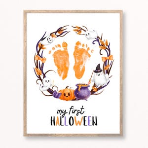 First Halloween Footprint Craft, My First Halloween Footprint, Baby Footprint Halloween, Baby&#39;s First Halloween Crafts, Halloween Footprints