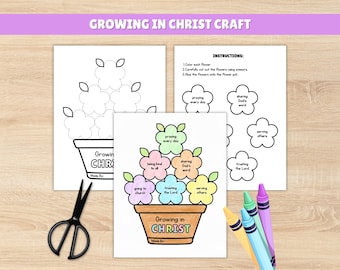 Growing in Christ Craft, Sunday School Lesson, Spring Homeschool Printable, Church Lesson Kids, Christian Classroom, Bible Coloring Craft