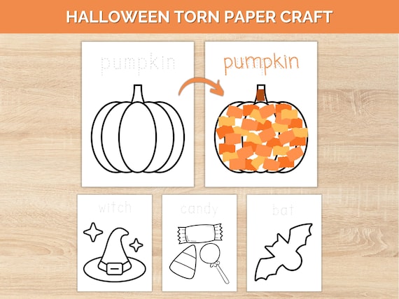 Halloween Torn Paper Craft, Preschool Halloween Crafts, Halloween Homeschooling, Daycare Halloween, Cutting and Pasting, Fine Motor Craft