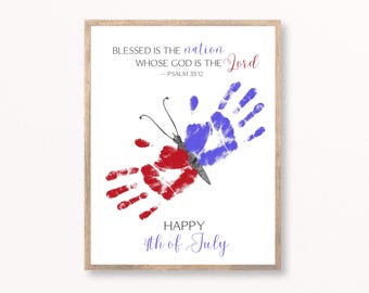 Religious 4th of July Handprint, Sunday School Fourth of July Handprint Craft, 4th of July Bible Craft, Christian Preschool, Kids Church