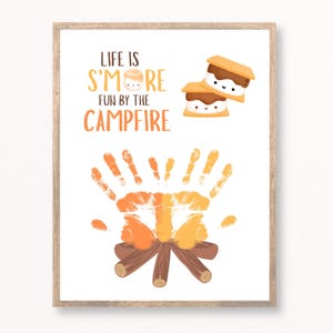 Campfire Activity Handprint, Camping Keepsake, Summer Handprint Art, S&#39;more Fun, Scout Activities, Camping Activity, Summer Craft Toddler