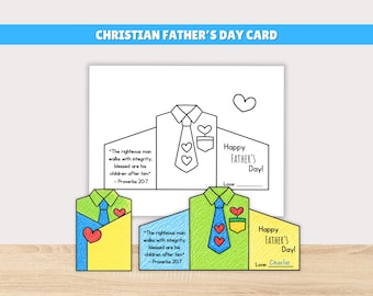 Manualidad para la escuela dominical del Día del Padre, Tarjeta para colorear para papá, Dibujos para colorear del Día del Padre, Tarjeta del Día del Padre de un niño, Preescolar cristiano, Manualidad para papá y niño pequeño