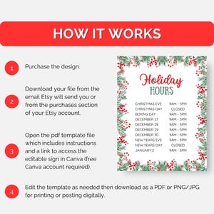 Editable Holidays Hours Sign, Christmas Hours, Closed for Holidays ...
