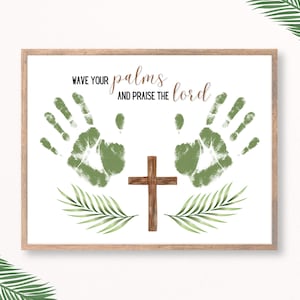 Palm Sunday Activity, Palm Sunday Craft, Palm Sunday Printable, Holy Week Printable, Holy Week for Kids, Easter Handprint Art, Easter Story