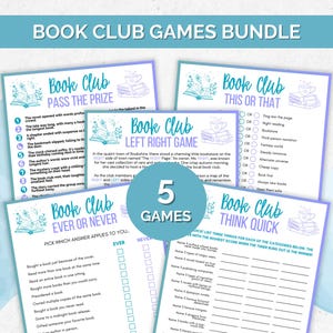 Book Club Game Bundle, Bookish Games, Book Club Icebreaker, Book Club Activity, Book Club Questions, Bookclub Meeting, Book Club Discussion