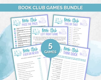 Book Club Game Bundle, Bookish Games, Book Club Icebreaker, Book Club Activity, Book Club Questions, Bookclub Meeting, Book Club Discussion