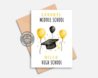 Printable Middle School Graduation Card, 8th Grade Graduation, Middle School Graduate, 8th Grade Graduate, Middle School Grad | DIGITAL CARD
