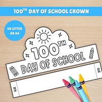 100 Days of School Paper Crown 100 Days Smarter Hat 100th Day of School ...