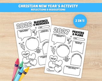 Christian New Years Worksheets, New Years Reflection, New Years Goals, Church Lesson Kids, New Years Kids Activity, Christian Homeschooling